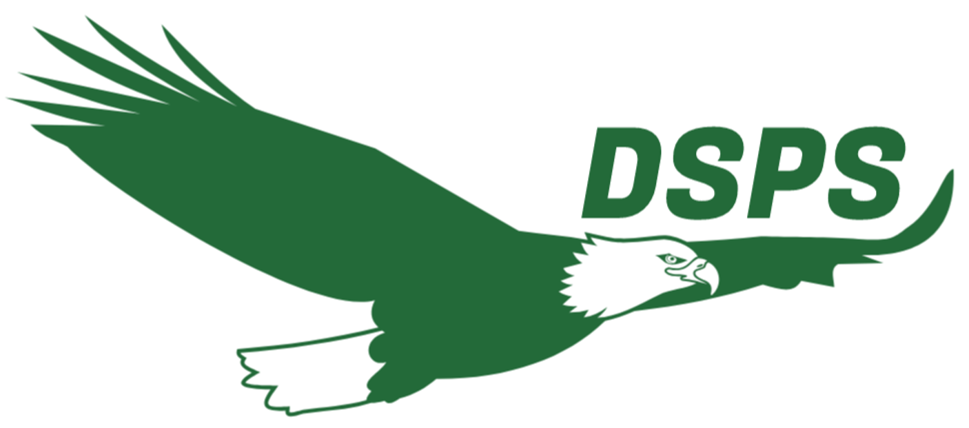 Dark green logo of soaring eagle with the letters DSPS