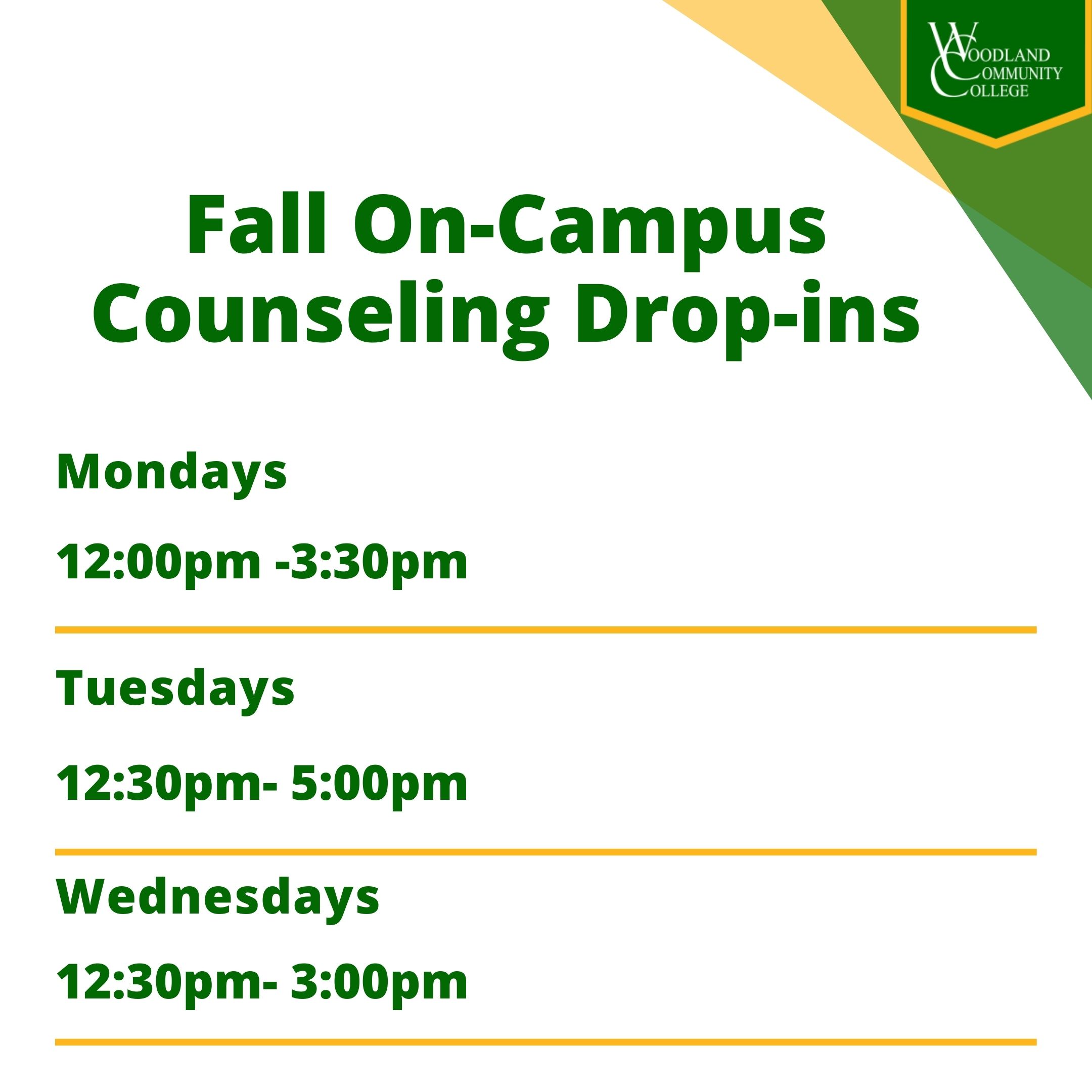 Fall Dropins Schedule (JPG) Woodland Community College