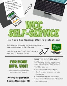 WCC Self-Service is here for Spring 2021