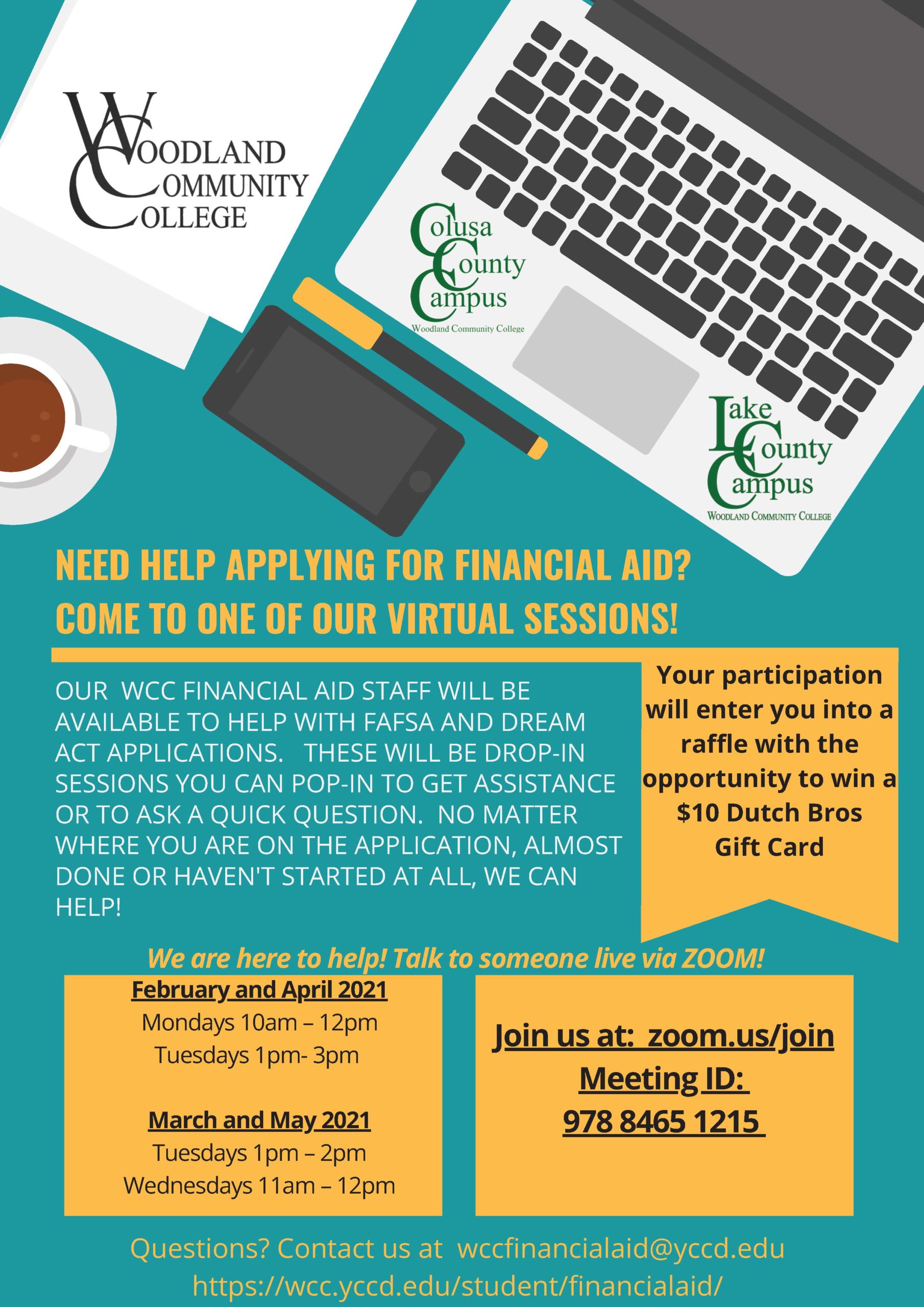 Financial Aid Support Zoom Flyer