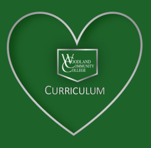 A heart with Woodland Community College Curriculum in the middle